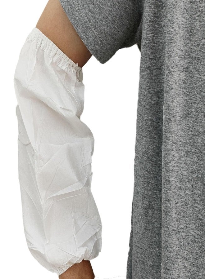 ZMDREAM Hazmat Sleeves Covers Arm Protector with Elasticated Ends White for Painting Tatoo Cleaning Pack of 100 16 inches - Image 1